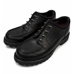 Timberland Mens 80014 Black Leather Moc Toe Lug Sole Low Top Boots Size 11.5M